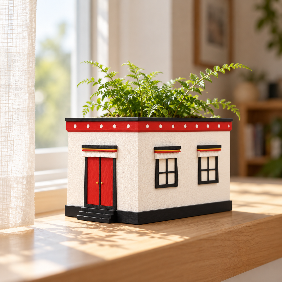 Tibetan Home Planter with a fern on a windowsill