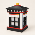 Tibetan Window Lamp with yellow square roof finial, light off